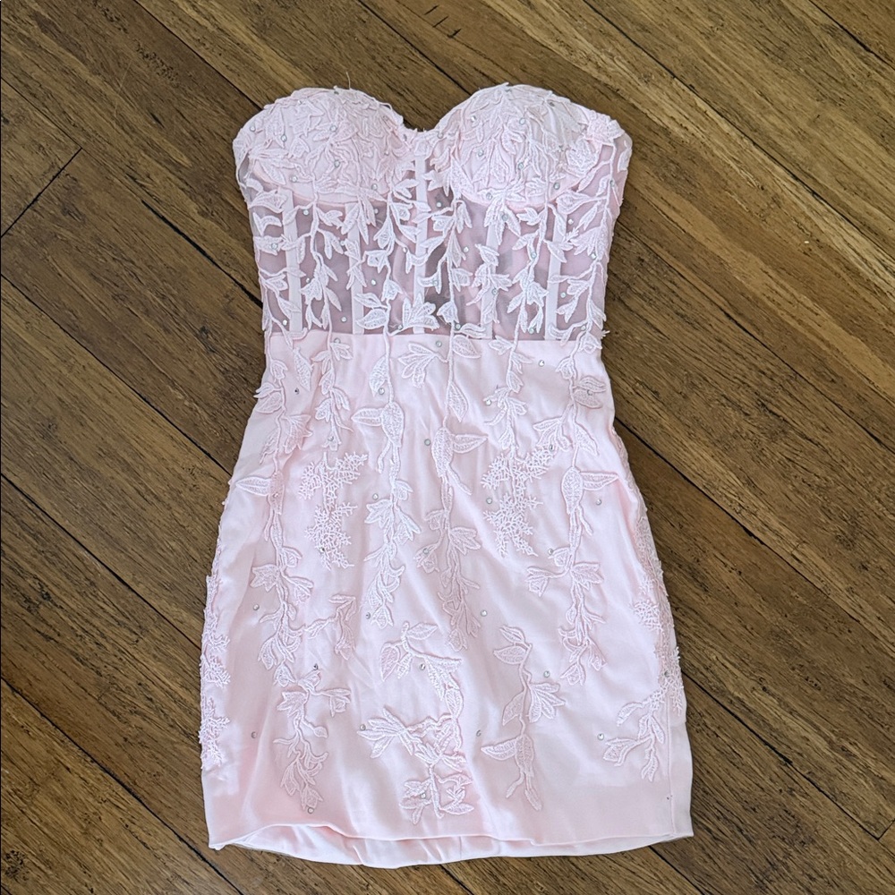 Elegant Pink Strapless Dress